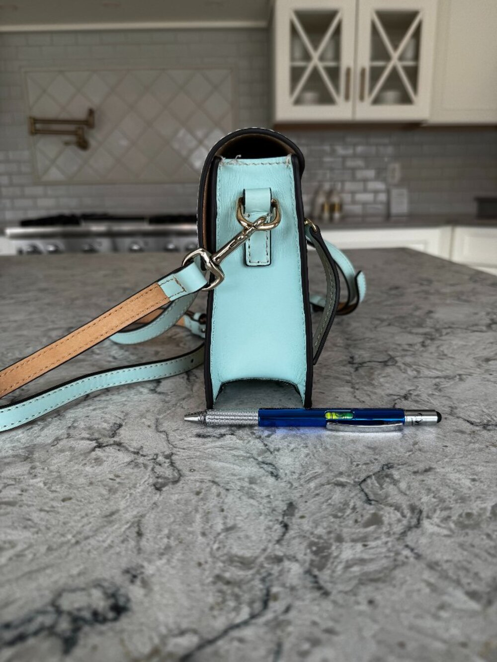 Dooney and Bourke Blue and Faux Wicker Purse and Wallet - Picture 3 of 10